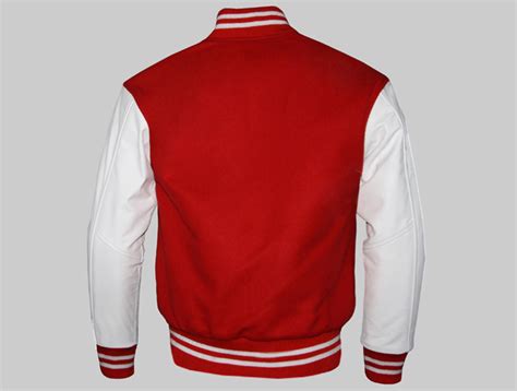 Custom Varsity Jackets For Men Red Wool And Genuine Leather Sleeves