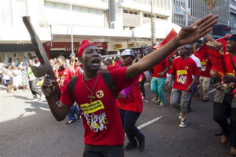 South Africa Police Fire Rubber Bullets At Striking Workers