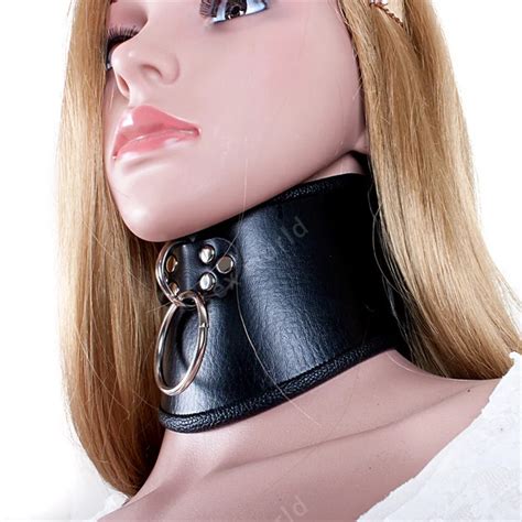 Newest 52 Cm Sexy Black PU Leather Necklace Erotic Chastity Neck Collar