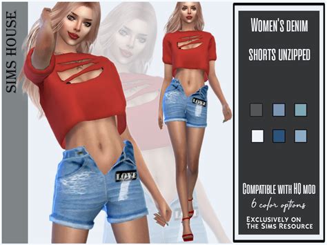 Womens Denim Shorts Unzipped By Sims House From Tsr Sims 4 Downloads
