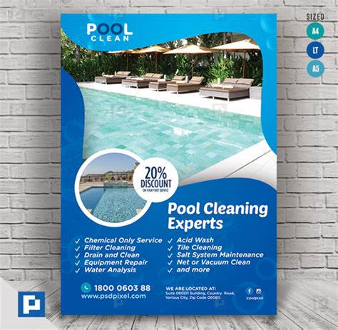 Pool Cleaning Flyer PSDPixel