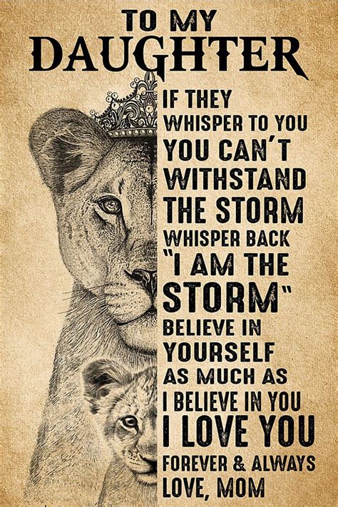 Lion To My Daughter Poster You Can T Withstand The Storm Etsy UK