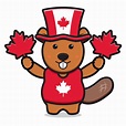 Cute beaver character celebrated Canada Day cartoon vector icon ...