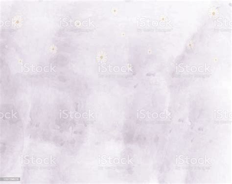 Abstract Purple Watercolor Background With Daisy Flowers On The Top