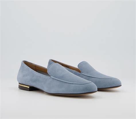Office Fia Soft Loafers Light Blue Suede Flat Shoes For Women