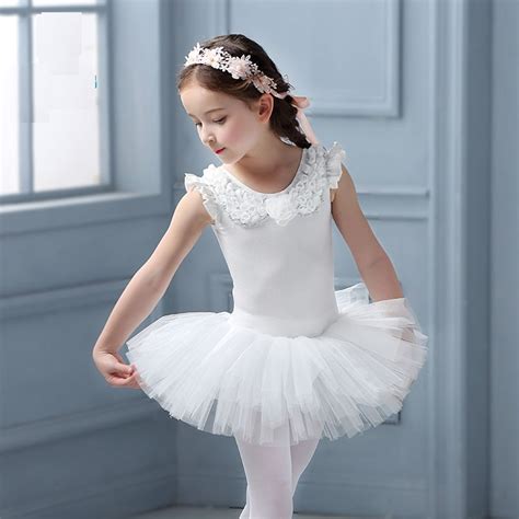 White Flora Ballerina Children Dance Costume Tutu Skirt Ballet Dress F