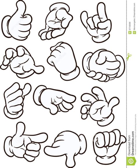 Cartoon Hands Making Different Gestures Vector Clip Art Illustration
