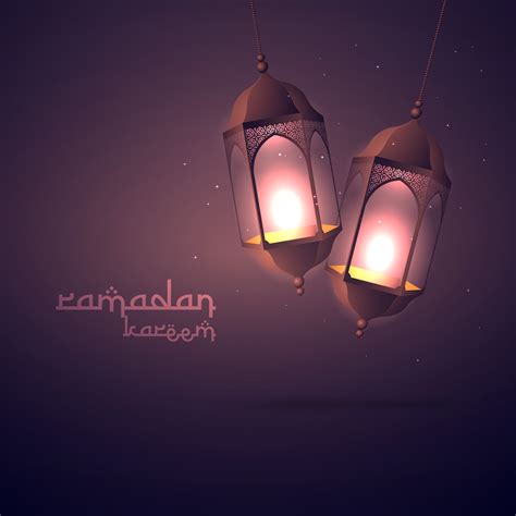 Ramadan Kareem Greeting With Hanging Lamps Download Free Vector Art