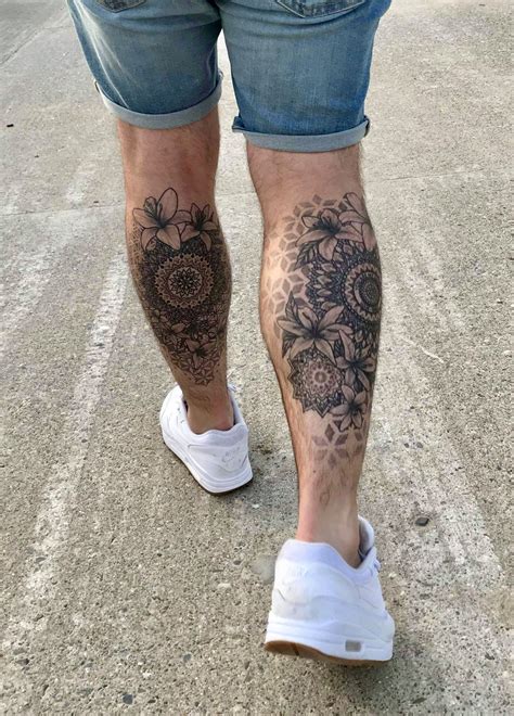 The Start Of Mandala Tattoo Leg Sleeve Geometric Tattoo Mandala