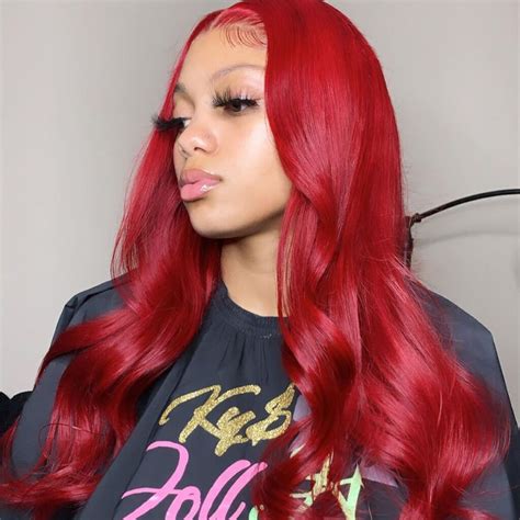 Red 13×6 Lace Front Wig Body Wave Virgin Human Hair Wigs 200d Tinashehair