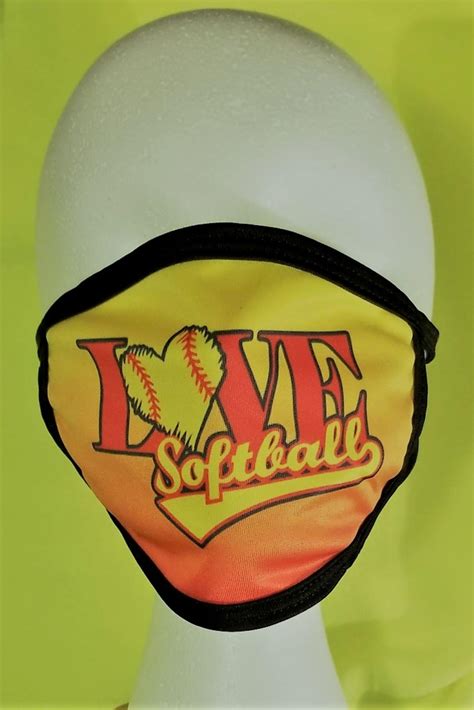 Love Softball Youth Face Mask Girls Face Mask Softball Face Etsy