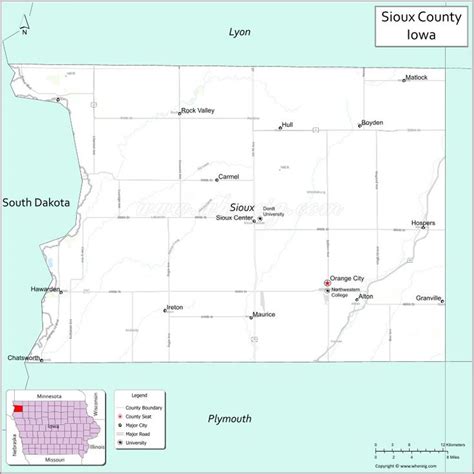 Map Of Sioux County Iowa Showing Cities Highways And Important Places
