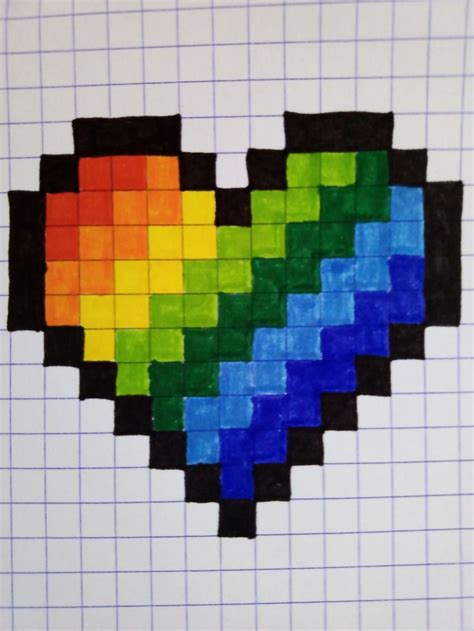 Pixel Art Coeur Multicolore Рисунки крестов Легкие рисунки Артбуки