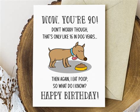 Funny 90th Birthday Card Printable Dog Lover Birthday Card Turning 90