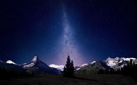 Galaxy Stars Over Mountain Wallpapers Wallpaper Cave