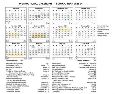 2023 2024 Instructional Calendar Christian Sorensen Science Academy