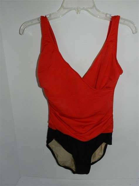 Carol Wior Women Red And Black Underwire One Piece Swimsuit 10 Ebay