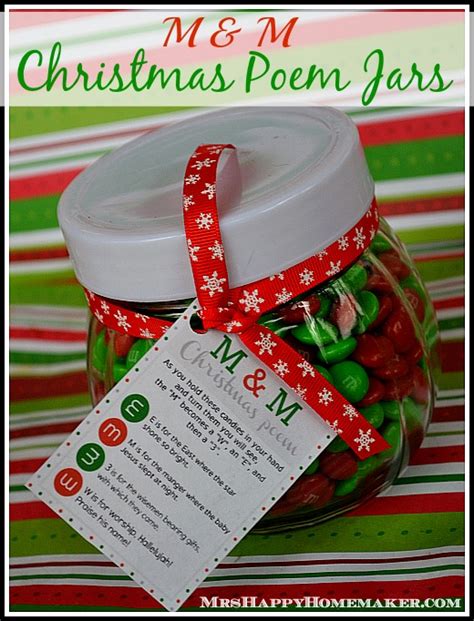 2 sheets (8.5 x 11) of the m&m christmas poem printed on card stock paper. M & M Christmas Poem Candy Jars - Mrs Happy Homemaker