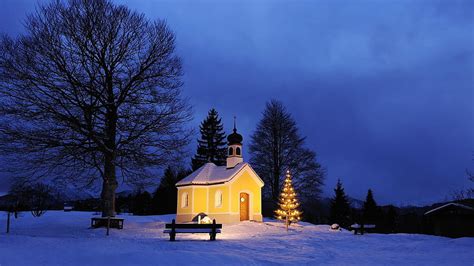 Winter Germany Little Christmas Bavaria Chapel Country Church Old
