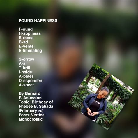 Found Happiness By Bernard F Asuncion Found Happiness Poem