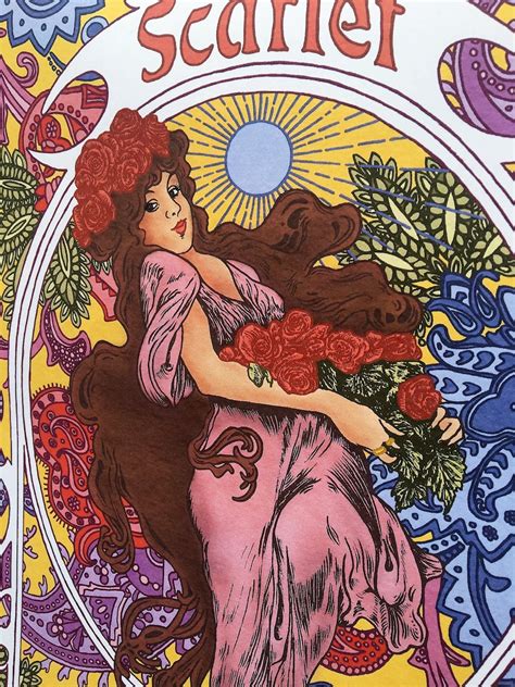 Scarlet Begonias Print Grateful Dead Print Art Nouveau Etsy