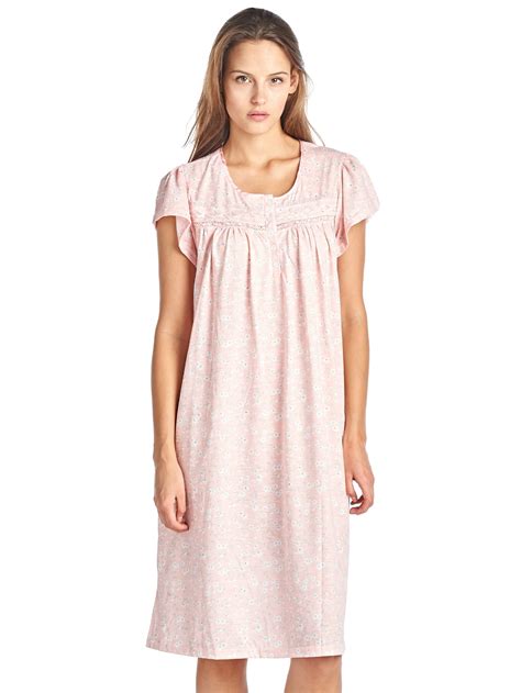Casual Nights Women S Short Sleeve Floral And Lace Nightgown