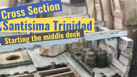 Santisima Trinidad Cross Section Part Middle Deck Structure Weathered Wooden Model