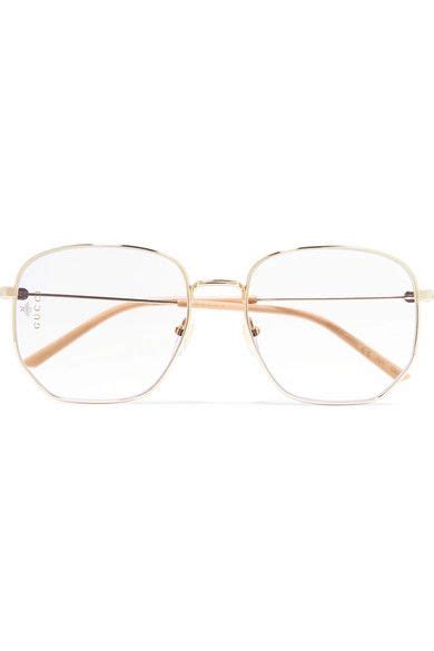 Gucci Hexagon Frame Gold Tone And Acetate Optical Glasses Fashion