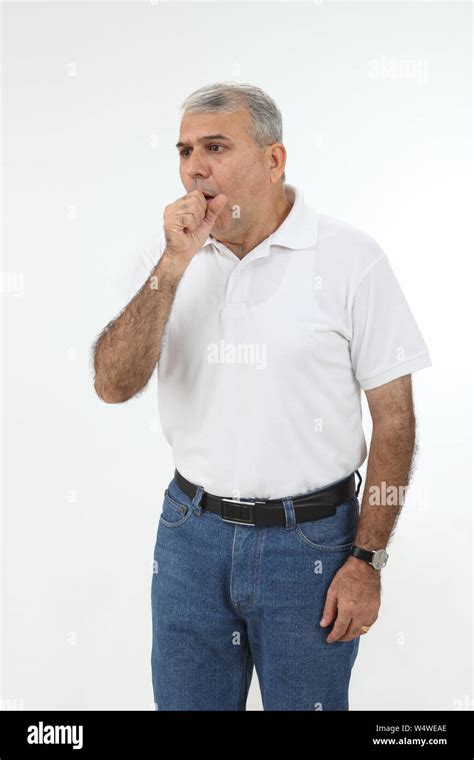 Old Man Coughing Stock Photo Alamy