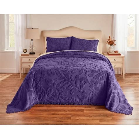 Brylanehome The Paisley Chenille Bedspread Queen Purple