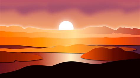 Sunset Digital Art Wallpaper Hd Minimalist 4k Wallpapers Images