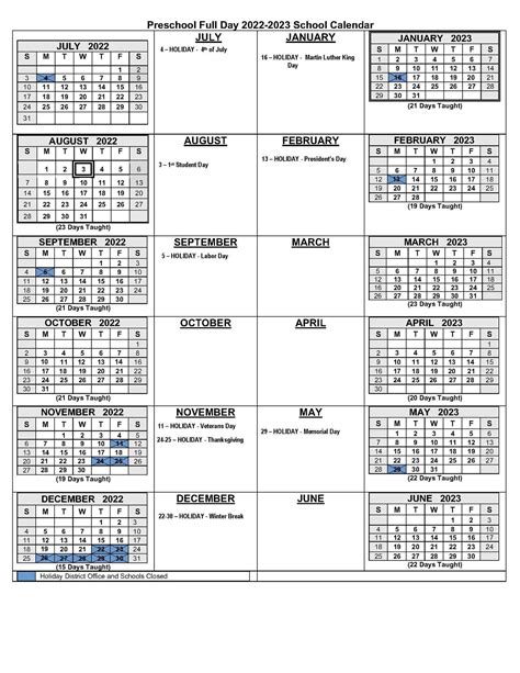 at a glance monthly academic calendar 2022 to 2023 calendar