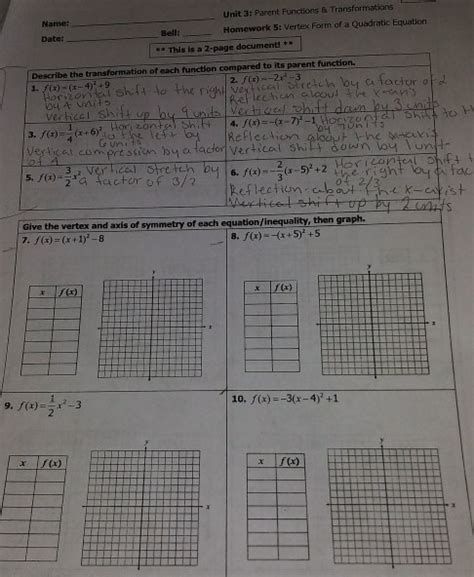 Parallel lines are lines that do not meet while perpendicular lines . All Things Algebra Unit 8 Homework 3 Answer Key - Solved ...