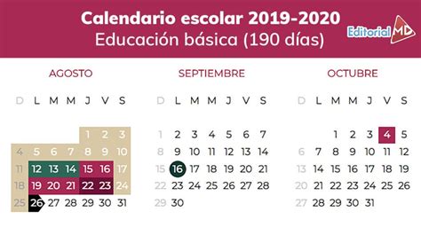 Calendario Escolar Ciclo 2019 2020 Sep Descárgalo En Pdf