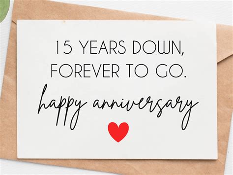 15th Wedding Anniversary Card For Husband Wife 15 Year Etsy