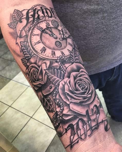 Pocket Watch Roses Tattoo By Francisco Ordonez Darksideofthewall Clock