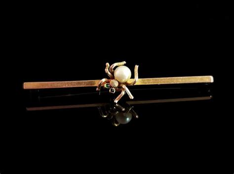 Antique Spider Brooch 9k Gold Demantoid Garnet And Gem