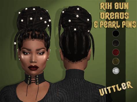 Rih Bun And Dreads With Pearl Pins At Vittler Universe Sims 4 Updates