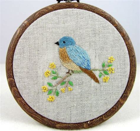 Embroidery Hoop Art Hand Embroidered Decoration Bird And Etsy