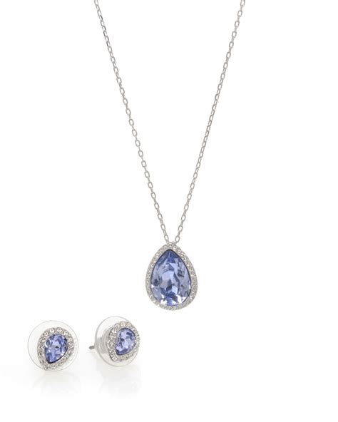 Swarovski Laina Rhodium Plated Crystal Necklace And Earring Set 5347548