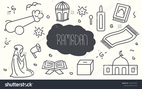 Set Hand Drawn Doodles Ramadan Set Stock Vector Royalty Free