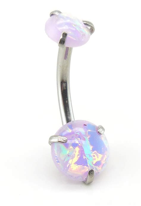 14g 38 Internally Threaded Opal Turquoise Prong Set Navel Belly