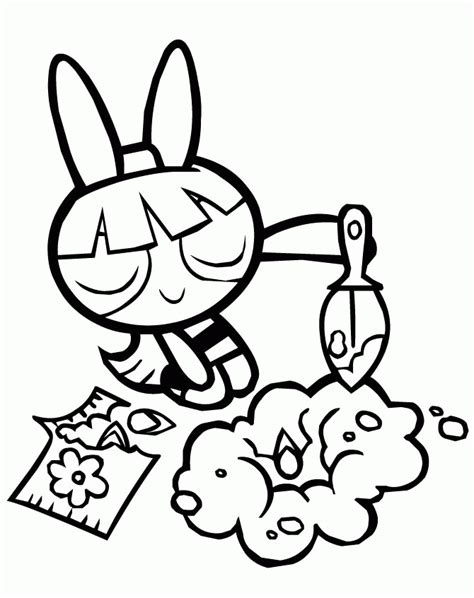 Blossom Powerpuff Girls And Rabbits Coloring Pages Powerpuff