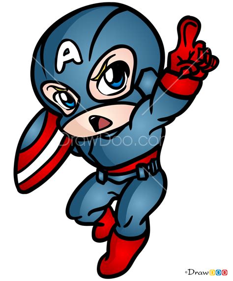 How To Draw Captain America Chibi Superheroes