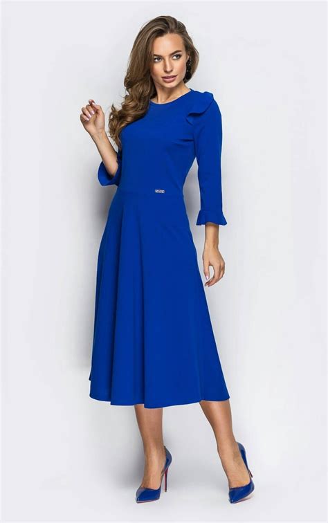 Cobalt Blue Dress Spring Dress Ladys Dress Midi Blue Etsy