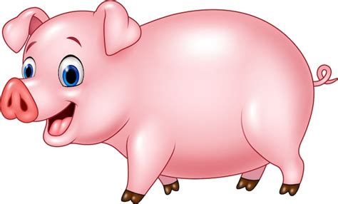 Premium Vector Cartoon Happy Pig Isolated On White Background