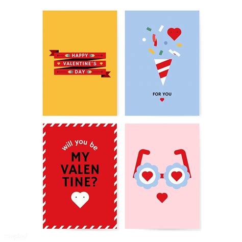 valentine s day card set design vector free image by aum valentines card