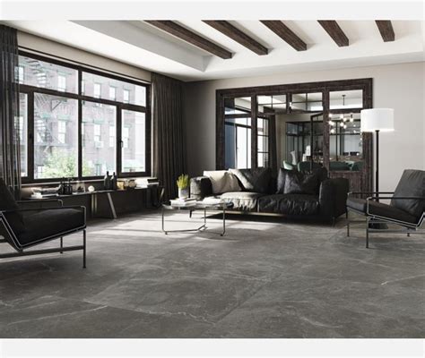 On areas that will not be easily seen, start wit. Bayona Grey | Grey tiles living room, Tile floor living room