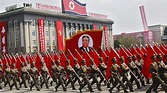North Korea military parade combines missiles and pom-poms - BBC News