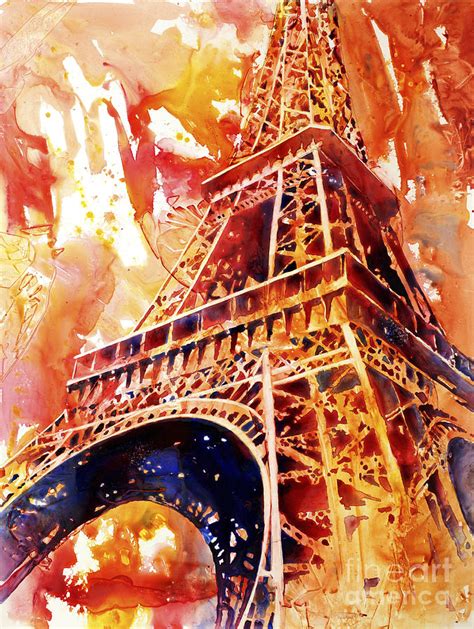Eiffel Tower In Red Painting By Ryan Fox